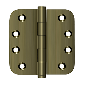 Solid Brass 5/8" Radius Hinge by Deltana - 4" x 4" - Antique Brass - New York Hardware