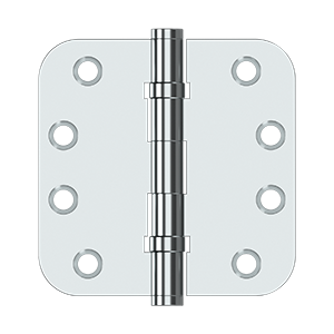 Solid Brass 5/8" Radius Ball Bearings Hinge by Deltana - 4" x 4" - Polished Chrome - New York Hardware