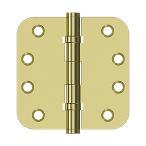 Solid Brass 5/8" Radius Ball Bearings Hinge by Deltana - 4" x 4" - Polished Brass - New York Hardware
