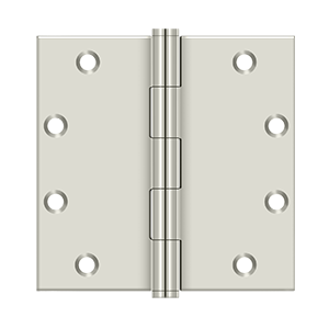 Solid Brass Square Hinge by Deltana - 5" x 5" - Polished Nickel - New York Hardware