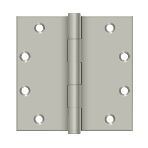 Solid Brass Square Hinge by Deltana - 5" x 5" - Brushed Nickel - New York Hardware
