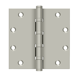 Solid Brass Square Ball Bearing Hinge by Deltana - 5" x 5" - Brushed Nickel - New York Hardware