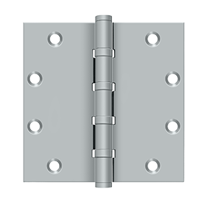 Solid Brass Square Ball Bearing Hinge by Deltana - 5" x 5" - Brushed Chrome - New York Hardware