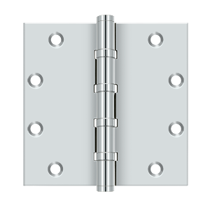 Solid Brass Square Ball Bearing Hinge by Deltana - 5" x 5" - Polished Chrome - New York Hardware