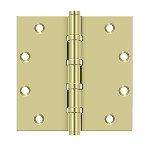 Solid Brass Square Ball Bearing Hinge by Deltana - 5" x 5" - Unlacquered Brass - New York Hardware