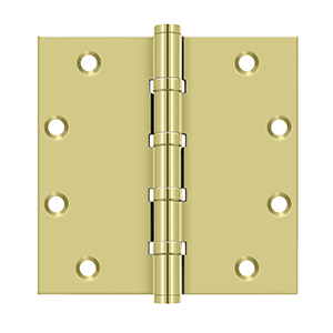 Solid Brass Square Ball Bearing Hinge by Deltana - 5" x 5" - Polished Brass - New York Hardware
