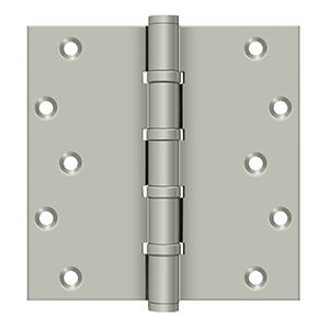 Solid Brass Square Ball Bearing Hinge by Deltana - 6" x 6"  - Brushed Nickel - New York Hardware