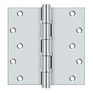 Solid Brass Square Ball Bearing Hinge by Deltana - 6" x 6"  - Polished Chrome - New York Hardware