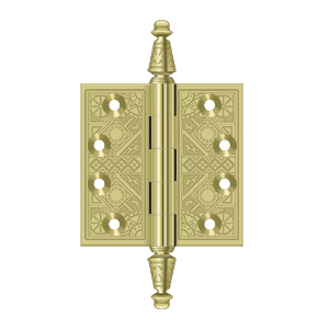 Solid Brass Square Ornate Hinge by Deltana - 3-1/2" x 3-1/2" - Polished Brass - New York Hardware