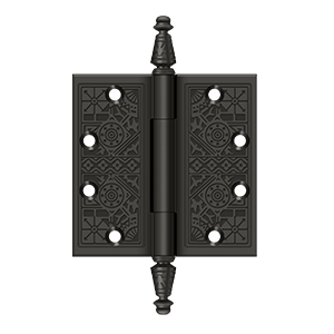 Solid Brass Square Ornate Hinge by Deltana - 4-1/2" x 4-1/2"  - Oil Rubbed Bronze - New York Hardware