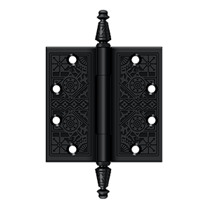 Solid Brass Square Ornate Hinge by Deltana - 4-1/2" x 4-1/2"  - Paint Black - New York Hardware