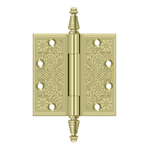 Solid Brass Square Ornate Hinge by Deltana - 4-1/2" x 4-1/2"  - Unlacquered Brass - New York Hardware