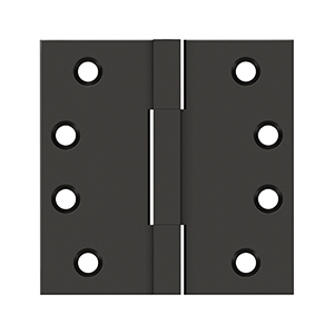 Solid Brass Square Knuckle Hinge by Deltana - 4"x 4" - Oil Rubbed Bronze - New York Hardware