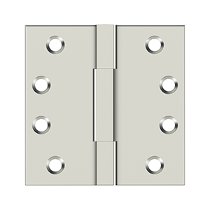 Solid Brass Square Knuckle Hinge by Deltana - 4"x 4" - Polished Nickel - New York Hardware