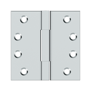 Solid Brass Square Knuckle Hinge by Deltana - 4"x 4" - Polished Chrome - New York Hardware