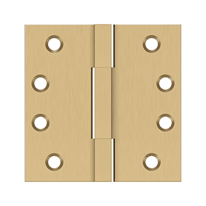 Solid Brass Square Knuckle Hinge by Deltana - 4"x 4" - Brushed Brass - New York Hardware