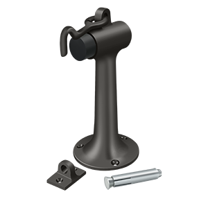 Heavy Duty Solid Brass Floor Mount Bumper w/ Hook by Deltana - 6" - Oil Rubbed Bronze - New York Hardware