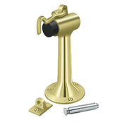 Heavy Duty Solid Brass Floor Mount Bumper w/ Hook by Deltana - 6" - Polished Brass - New York Hardware