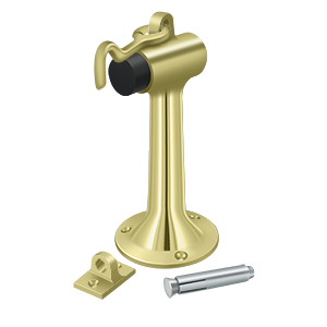 Heavy Duty Solid Brass Floor Mount Bumper w/ Hook by Deltana - 6" - Polished Brass - New York Hardware
