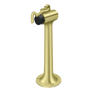Heavy Duty Solid Brass Floor Mount Bumper w/ Hook by Deltana - 8" - Polished Brass - New York Hardware
