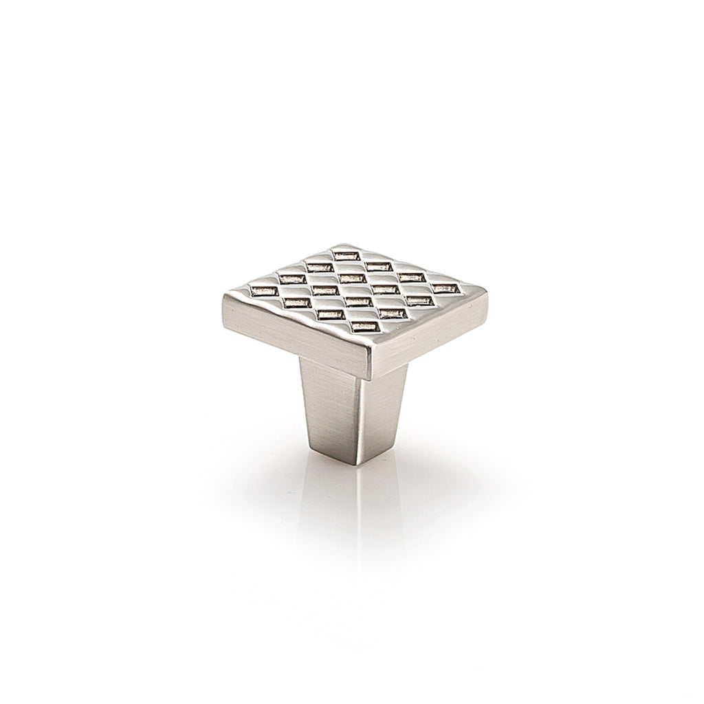 Argyle Square Knob By Du Verre - 1 1/4" - Satin Nickel - New York Hardware