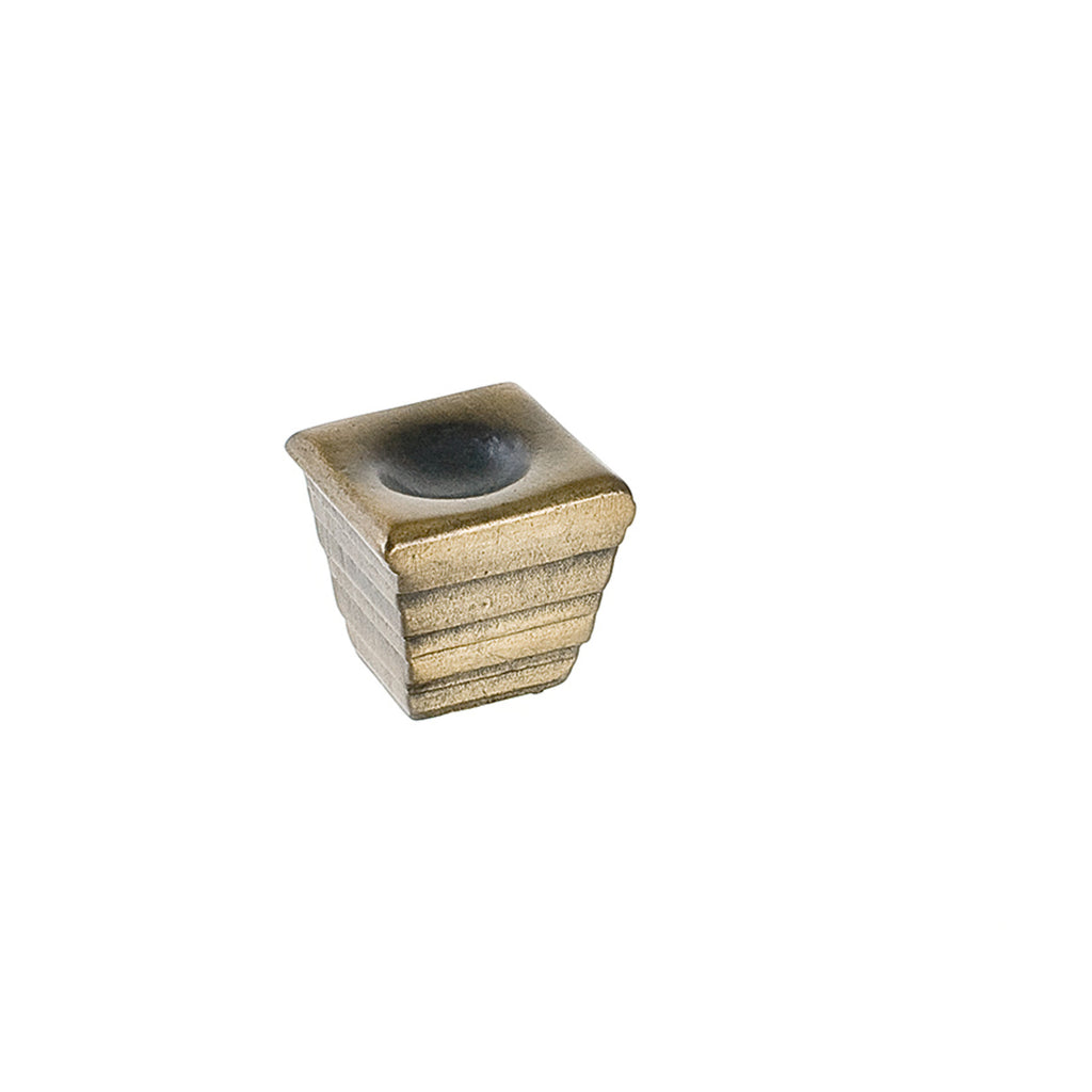 Forged 2 Cube Knob By Du Verre - 1" - Antique Brass - New York Hardware
