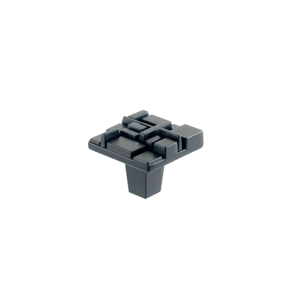 Offset Square Knob By Du Verre - 1 1/2" - Black Matte - New York Hardware