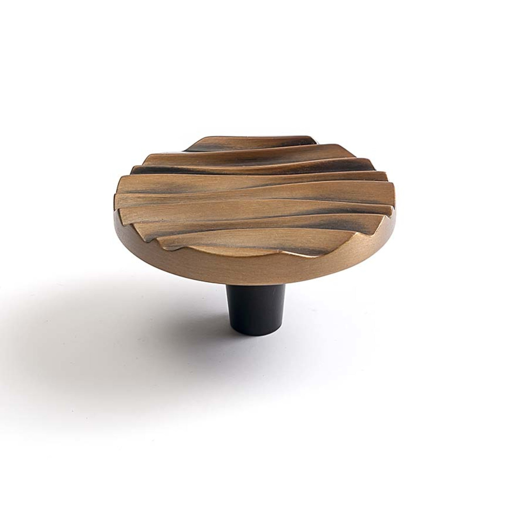 Wave Round Knob By Du Verre - 2 1/4" - Antique Brass - New York Hardware