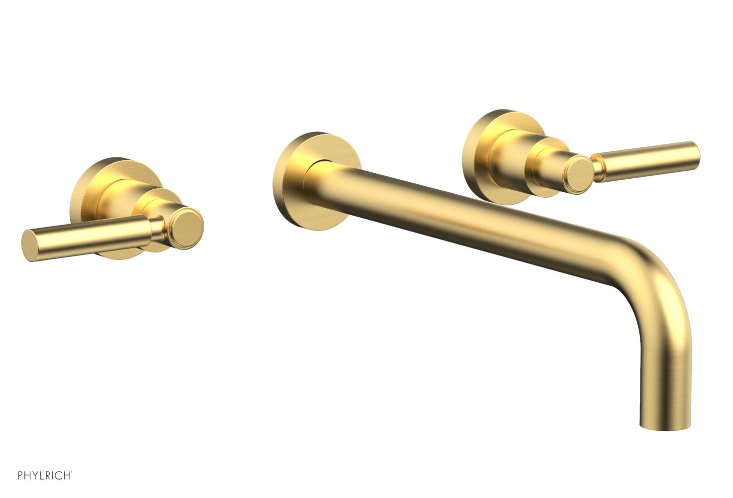 BASIC Wall Lavatory Set 12" Spout   Lever Handles by Phylrich - Burnished Gold