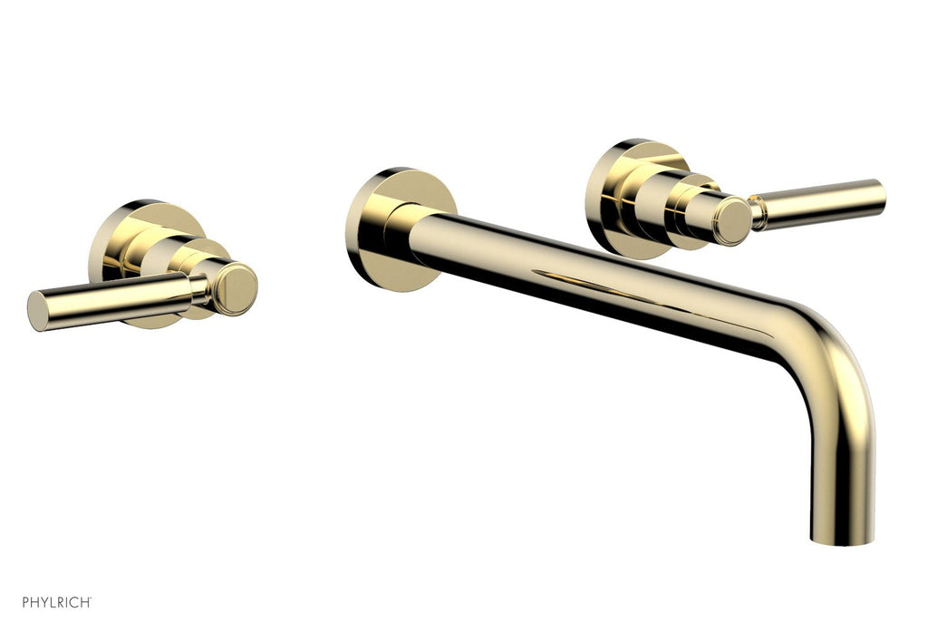 BASIC Wall Lavatory Set 12" Spout   Lever Handles by Phylrich - Polished Brass Uncoated