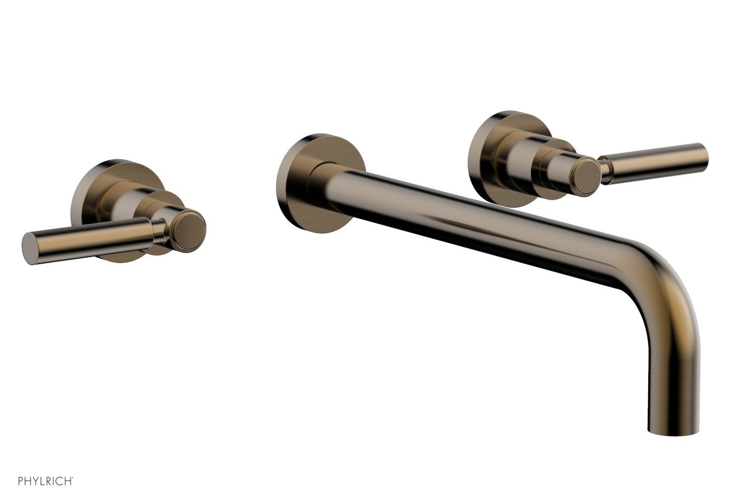 BASIC Wall Lavatory Set 12" Spout   Lever Handles by Phylrich - Antique Brass