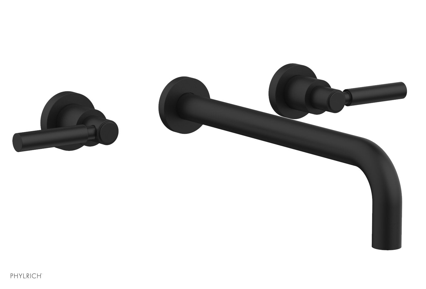 BASIC Wall Lavatory Set 12" Spout   Lever Handles by Phylrich - Matte Black