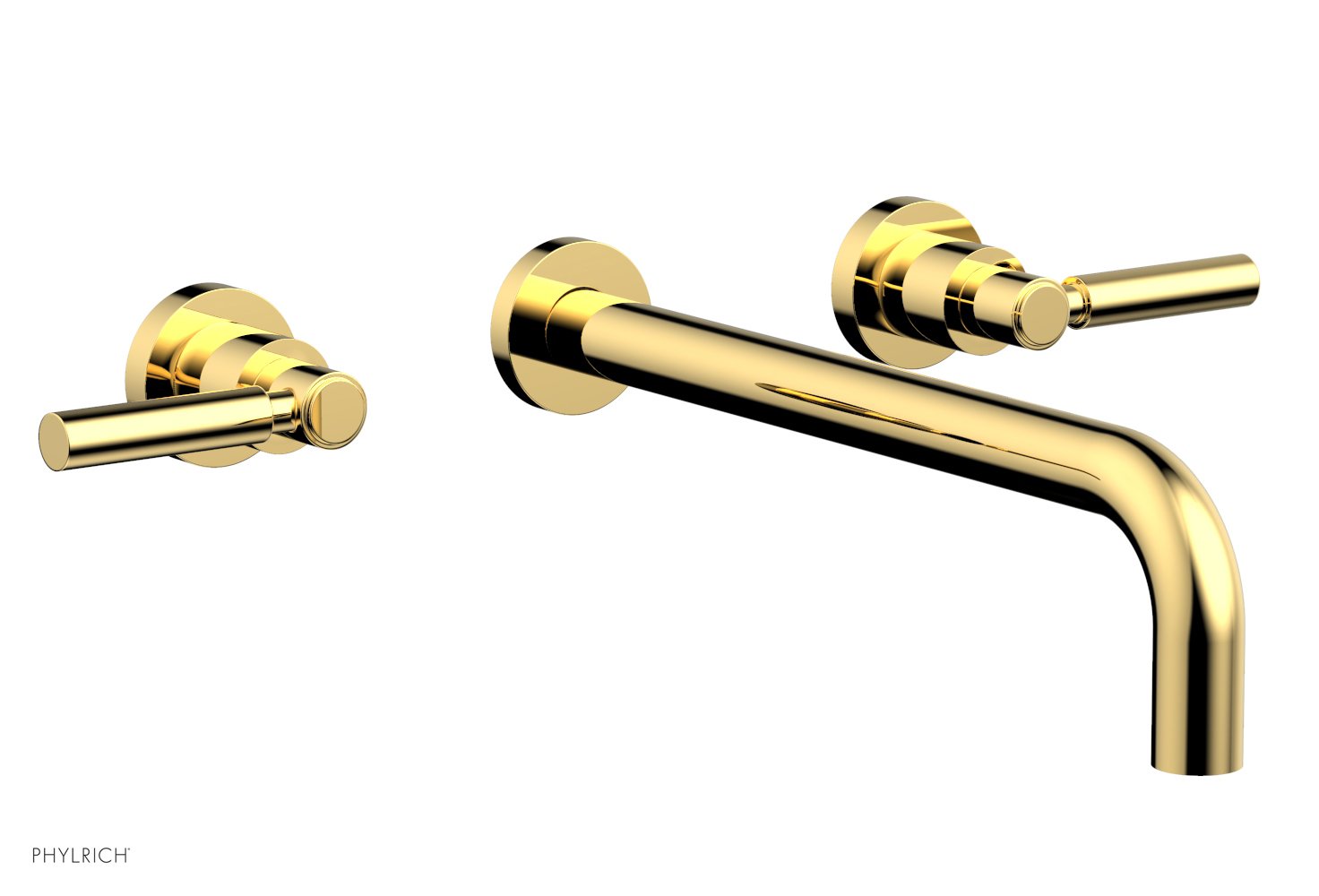 BASIC Wall Lavatory Set 12" Spout   Lever Handles by Phylrich - Polished Gold