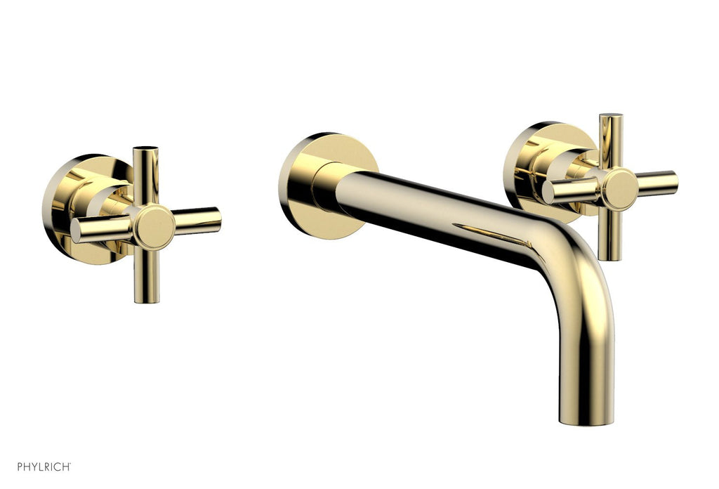 BASIC Wall Lavatory Set 10" Spout   Tubular Cross Handles by Phylrich - Polished Brass Uncoated