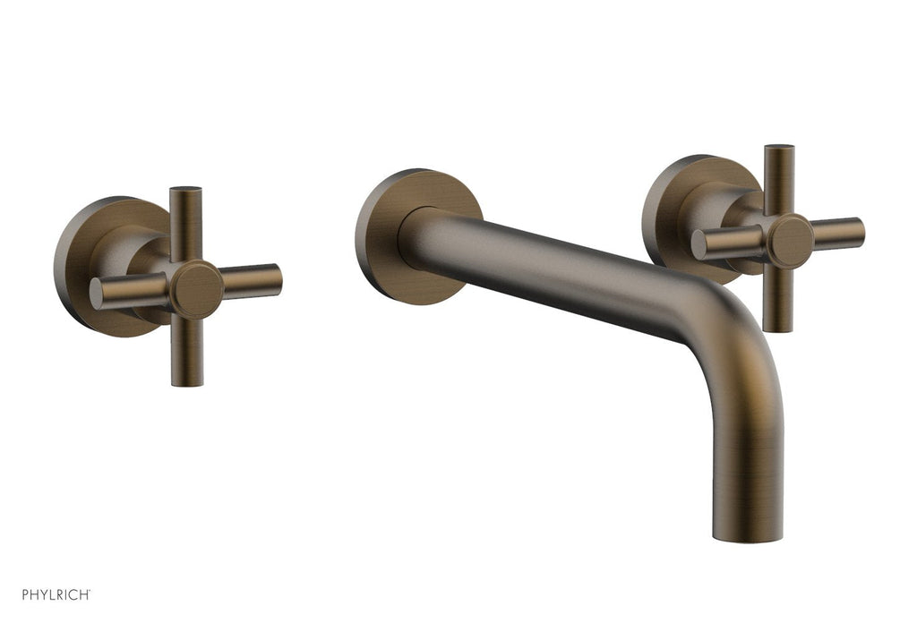 BASIC Wall Lavatory Set 10" Spout   Tubular Cross Handles by Phylrich - Old English Brass