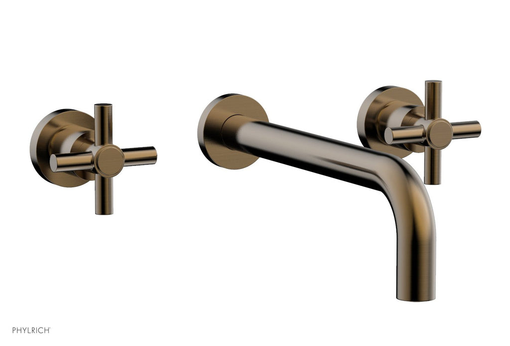 BASIC Wall Lavatory Set 10" Spout   Tubular Cross Handles by Phylrich - Antique Brass