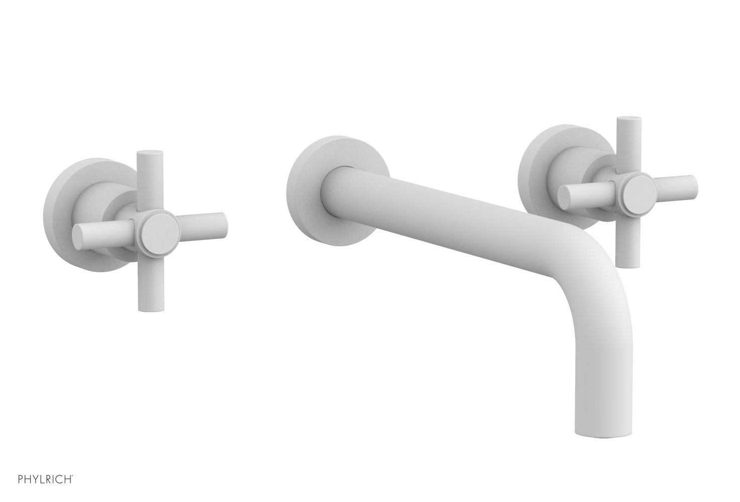 BASIC Wall Lavatory Set 10" Spout   Tubular Cross Handles by Phylrich - Satin White