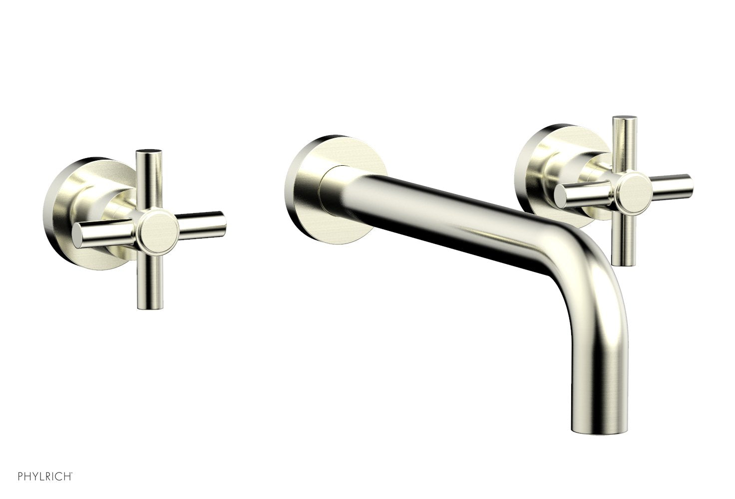 BASIC Wall Lavatory Set 10" Spout   Tubular Cross Handles by Phylrich - Polished Brass