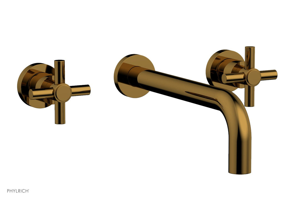 BASIC Wall Lavatory Set 10" Spout   Tubular Cross Handles by Phylrich - French Brass