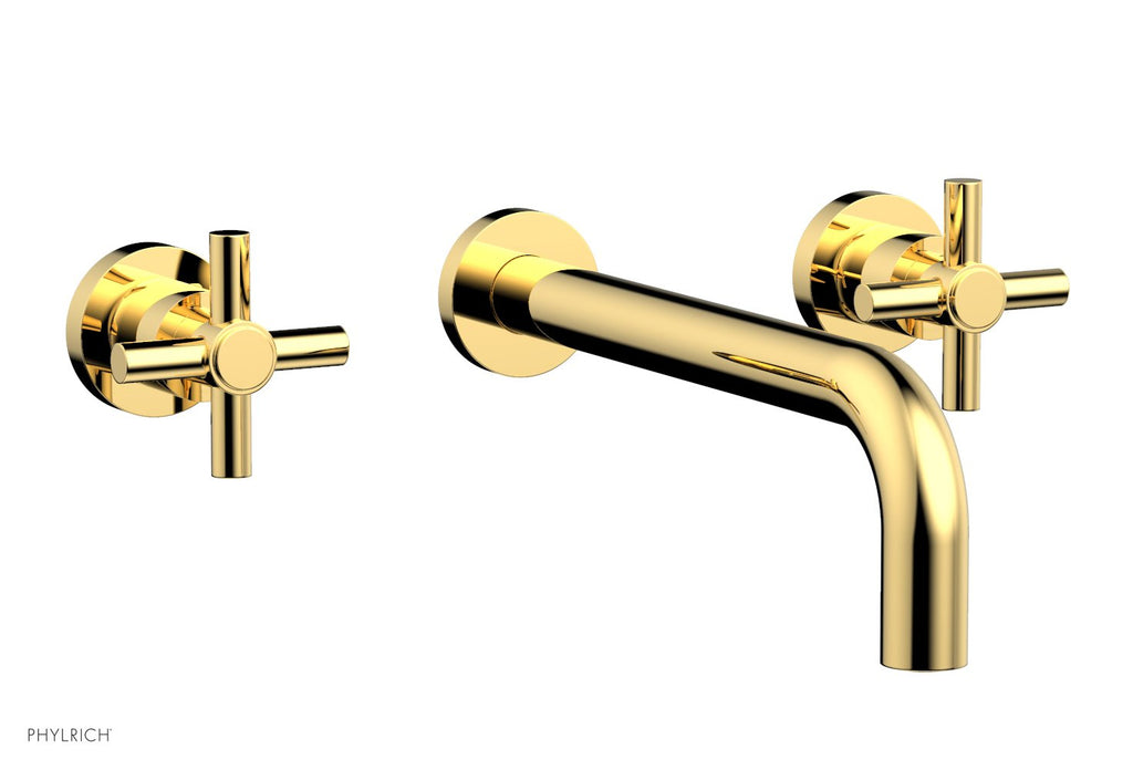 BASIC Wall Lavatory Set 10" Spout   Tubular Cross Handles by Phylrich - Polished Gold