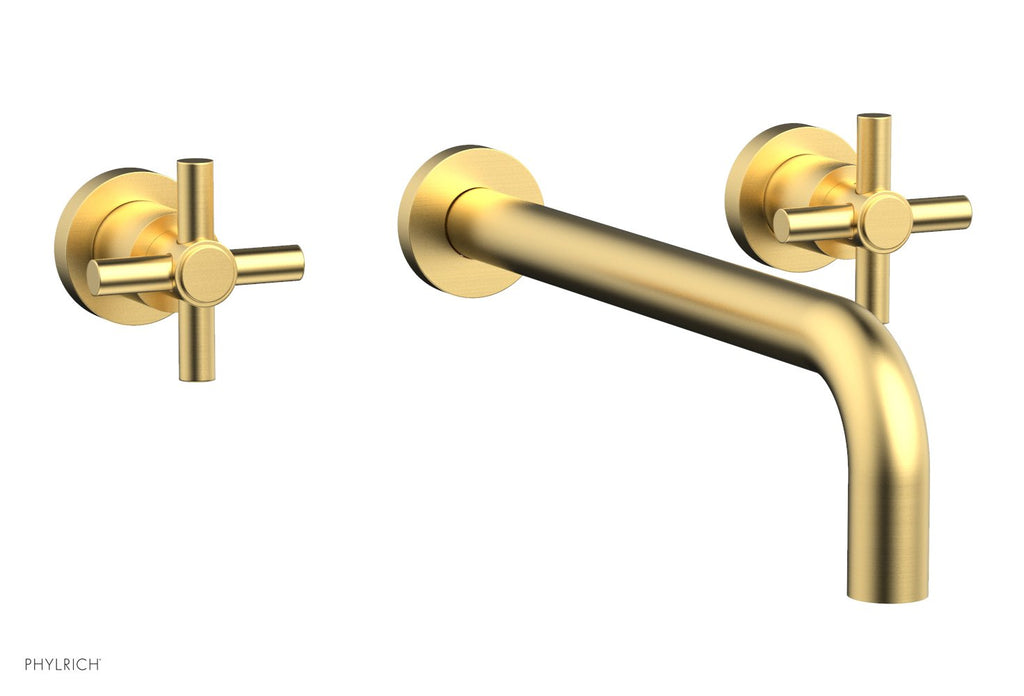 BASIC Wall Lavatory Set 12" Spout   Tubular Cross Handles by Phylrich - Burnished Gold