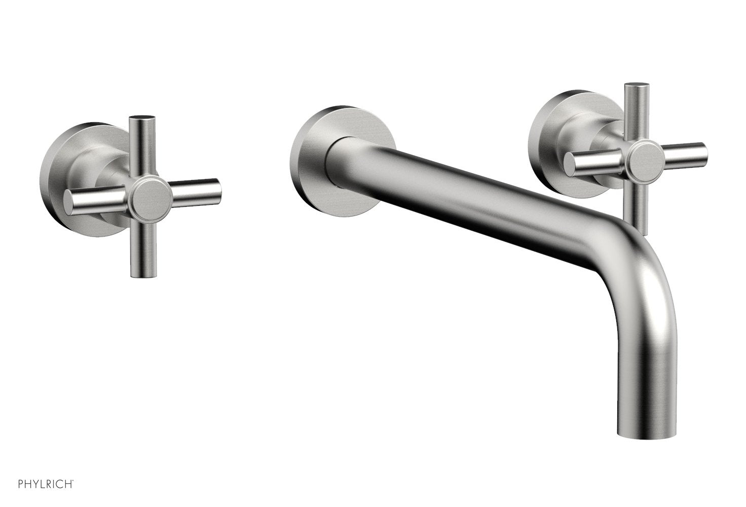 BASIC Wall Lavatory Set 12" Spout   Tubular Cross Handles by Phylrich - Satin Chrome