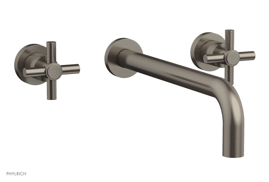 BASIC Wall Lavatory Set 12" Spout   Tubular Cross Handles by Phylrich - Pewter