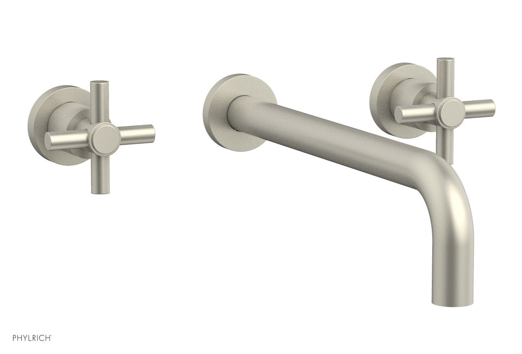 BASIC Wall Lavatory Set 12" Spout   Tubular Cross Handles by Phylrich - Burnished Nickel