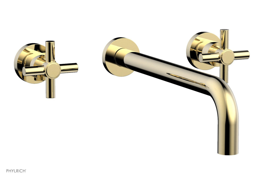 BASIC Wall Lavatory Set 12" Spout   Tubular Cross Handles by Phylrich - Polished Brass Uncoated