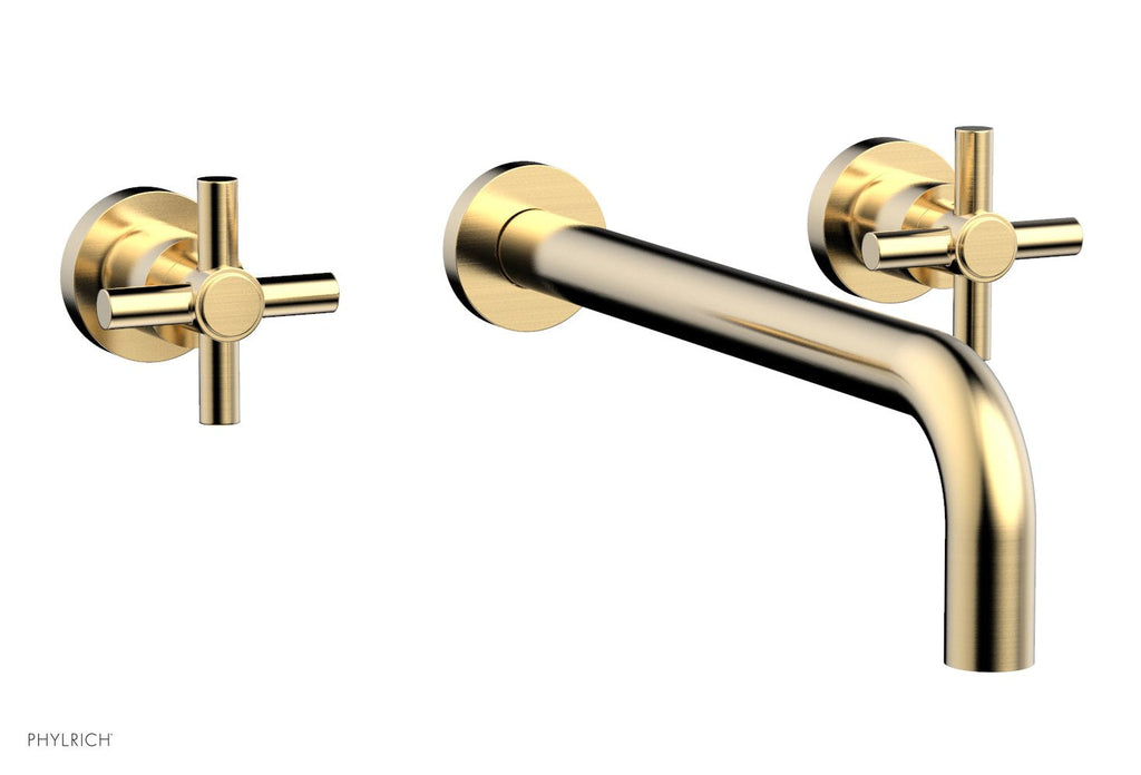 BASIC Wall Lavatory Set 12" Spout   Tubular Cross Handles by Phylrich - Polished Nickel