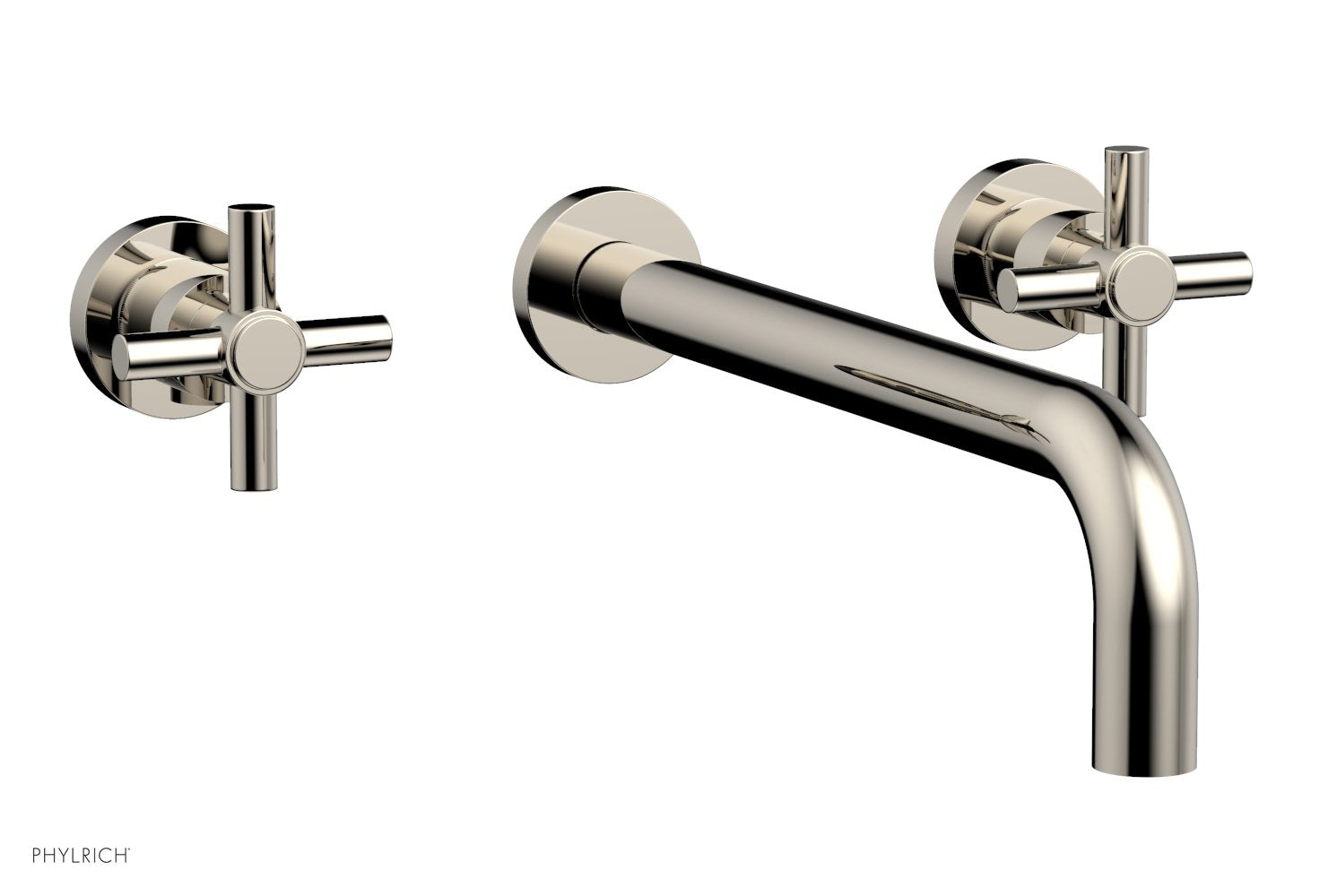 BASIC Wall Lavatory Set 12" Spout   Tubular Cross Handles by Phylrich - Polished Chrome