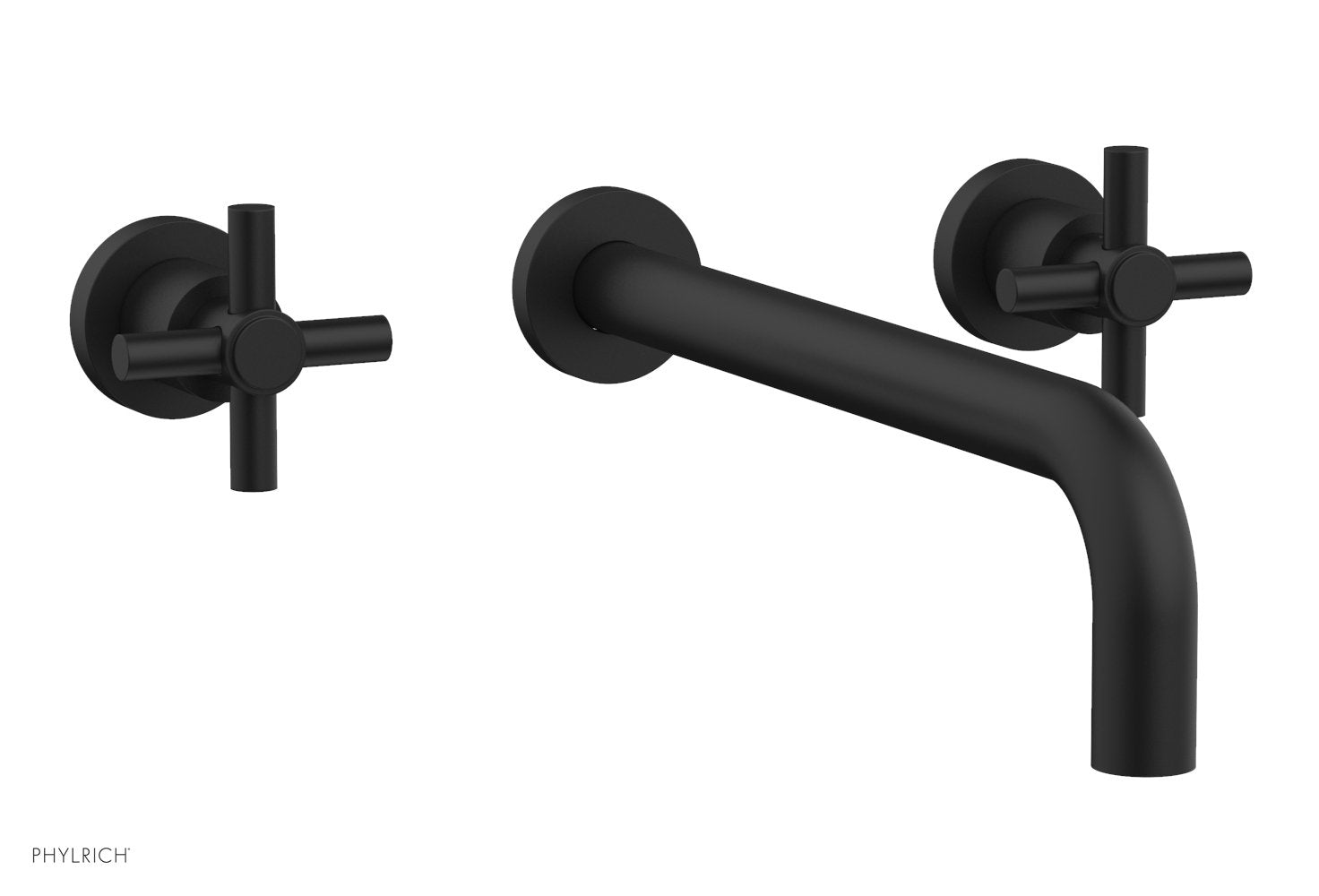 BASIC Wall Lavatory Set 12" Spout   Tubular Cross Handles by Phylrich - Matte Black