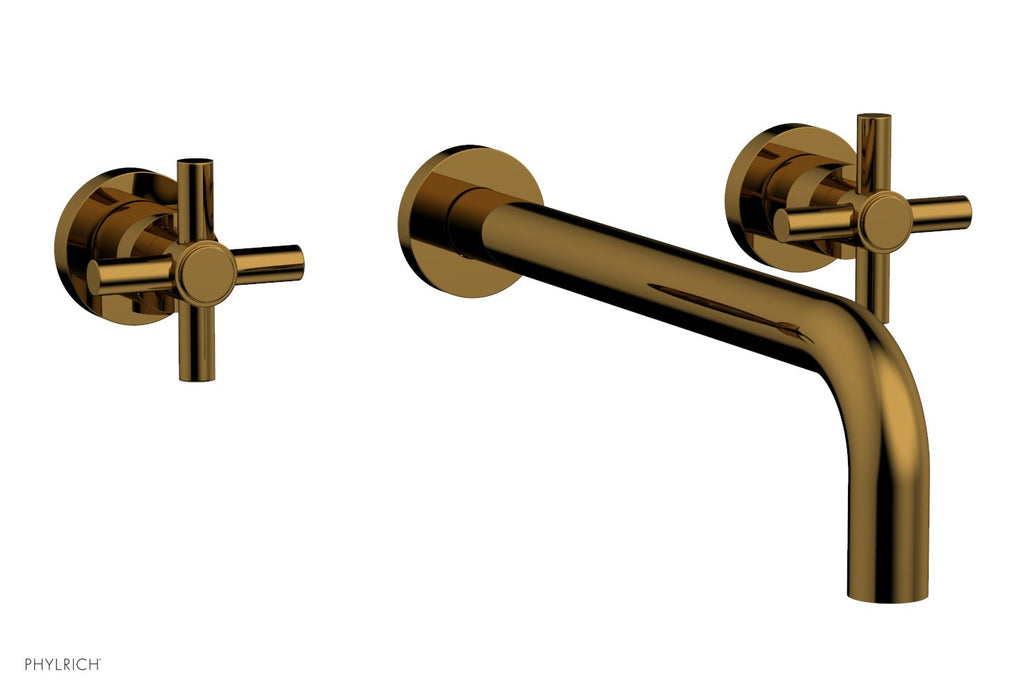 BASIC Wall Lavatory Set 12" Spout   Tubular Cross Handles by Phylrich - French Brass