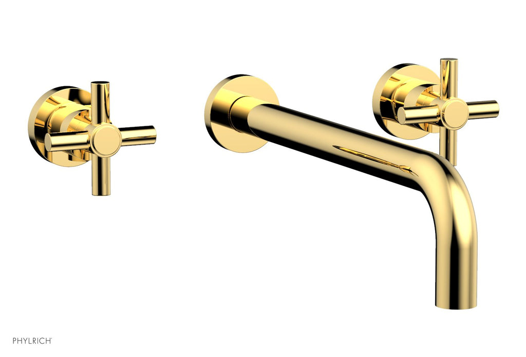 BASIC Wall Lavatory Set 12" Spout   Tubular Cross Handles by Phylrich - Polished Gold